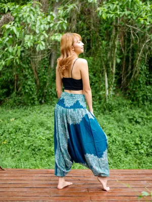 Teal Lotus Low Cut Harem Pants