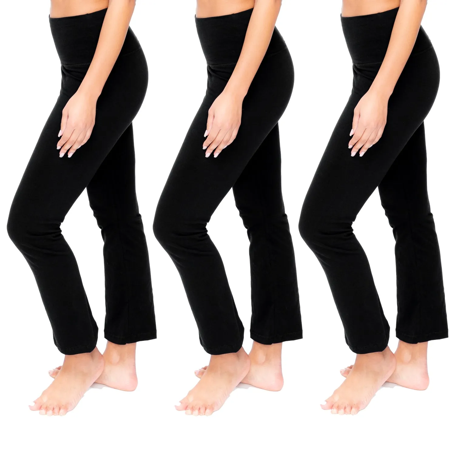 Tummy Control High Waist Wide Lounge or Activewear Yoga Leggings Pants 3 Pack