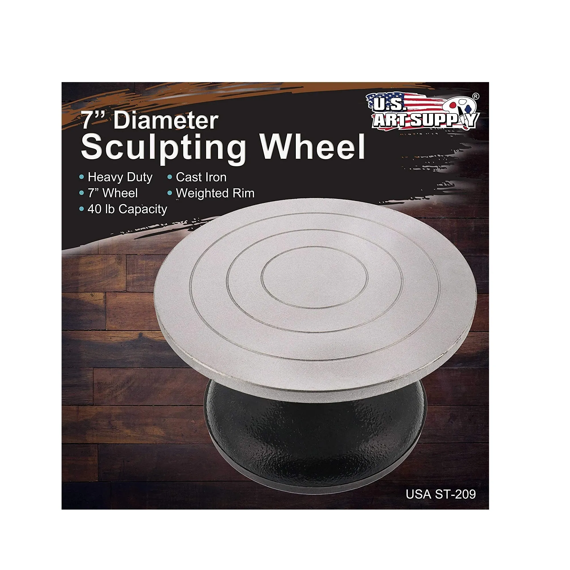 US Art Supply 7” Diameter Sculpting Wheel | Heavy Duty All Metal Construction & Turntable with Ball Bearings