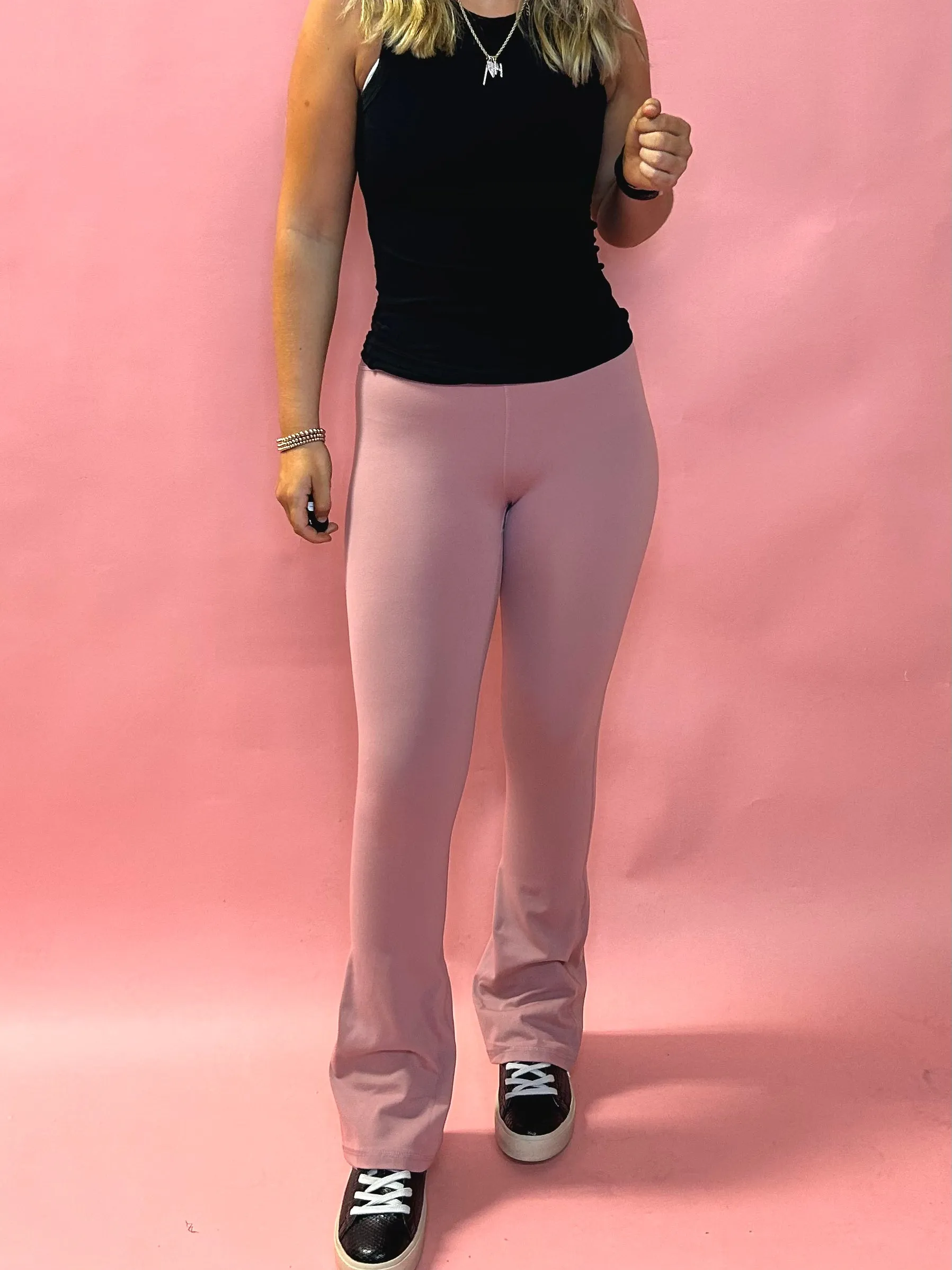 Venice Crossover Waist Yoga Pants in Pink