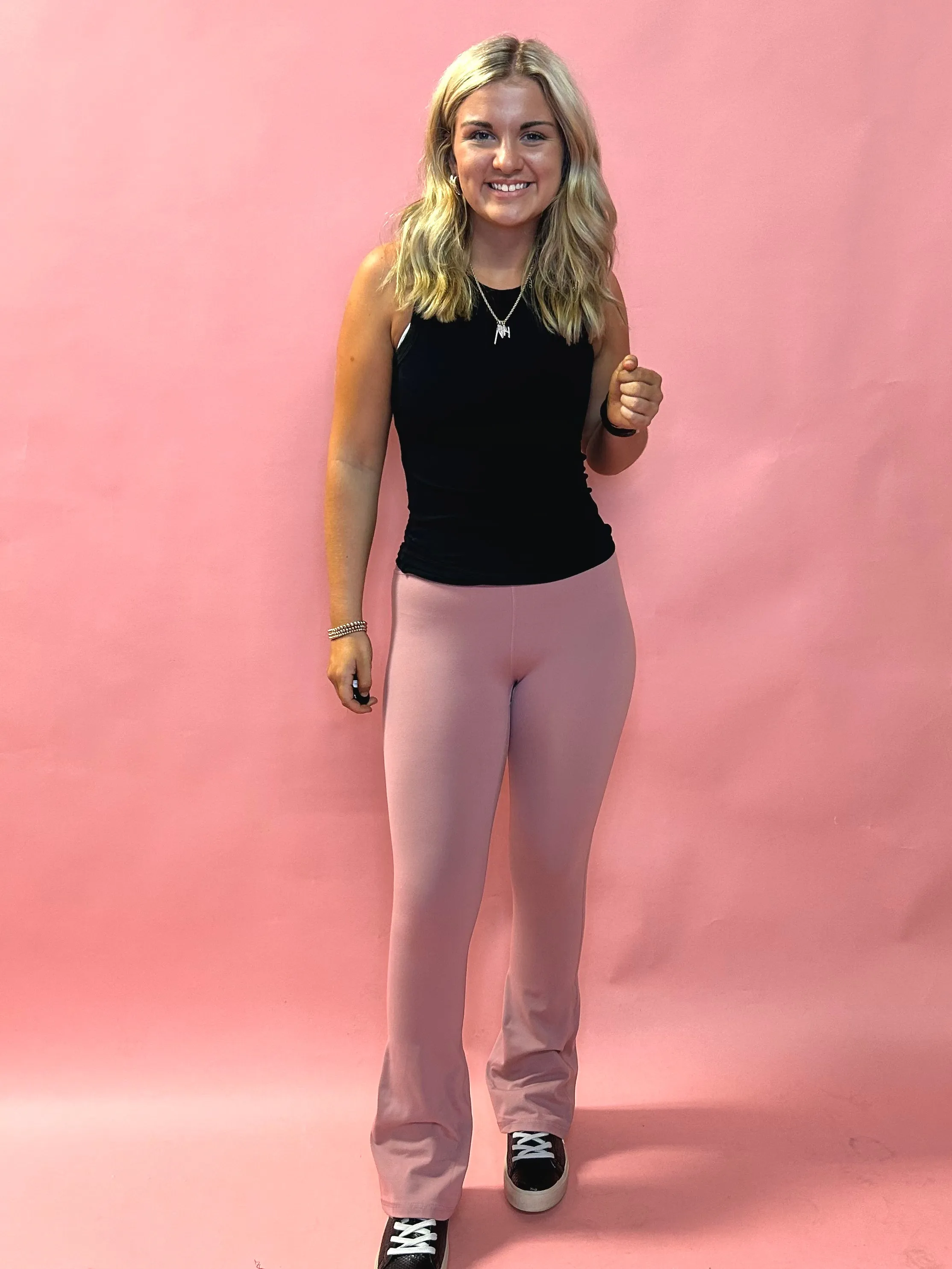 Venice Crossover Waist Yoga Pants in Pink