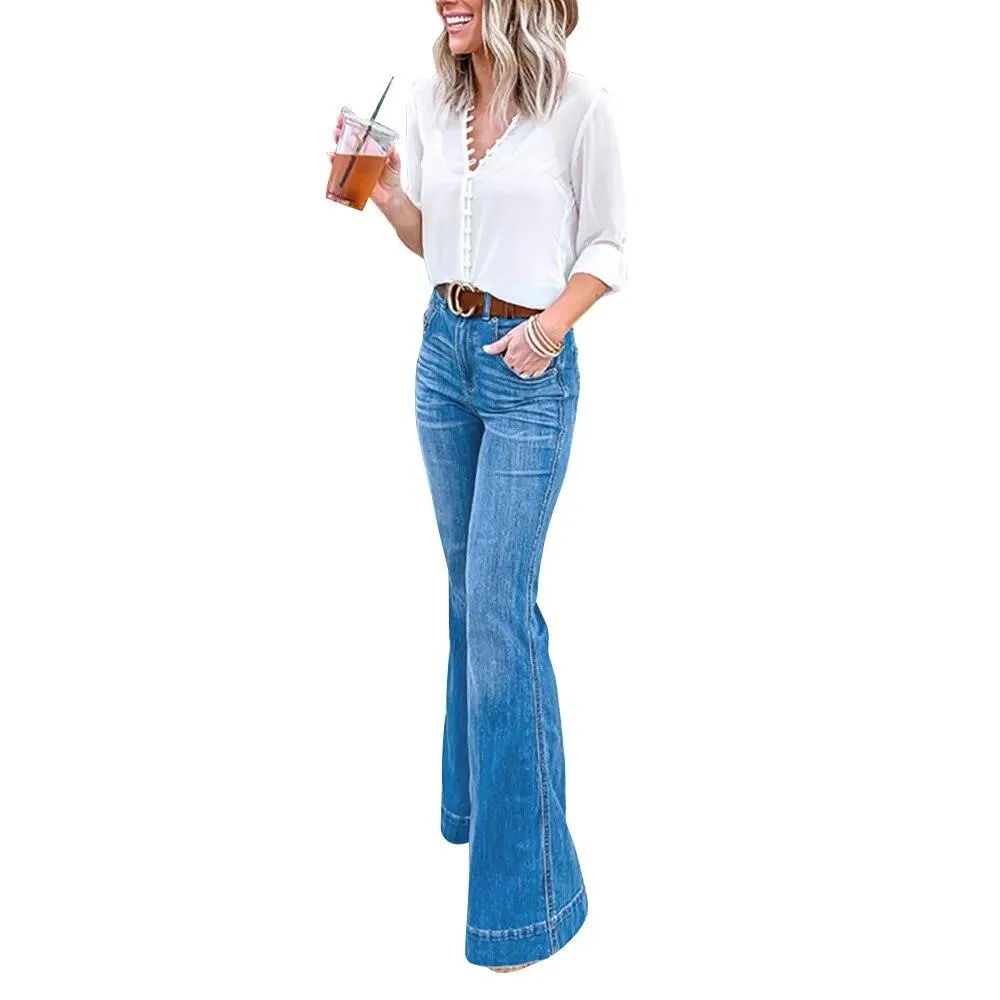 VINTAGE-INSPIRED BELL BOTTOM CUFFED JEANS