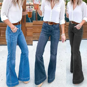 VINTAGE-INSPIRED BELL BOTTOM CUFFED JEANS