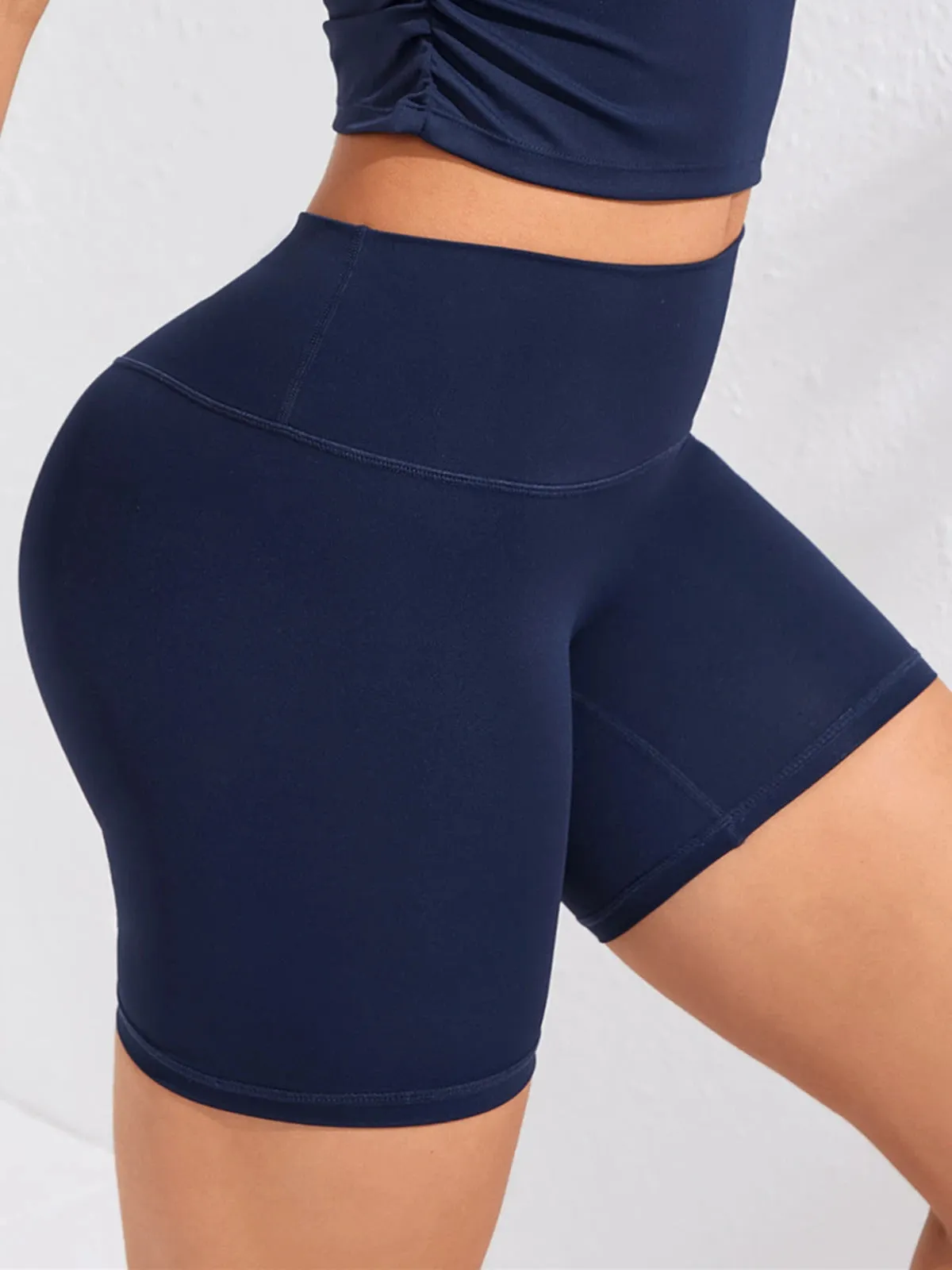 Women'S Seamless Knitted Solid Color Buttocks Shorts Breathable High Elastic Sports Running Yoga Pants